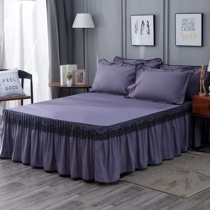 2019 Home High Quality Cotton Polyester Smoked Purple Bedding Bed Skirt