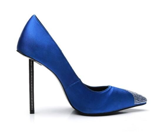 blue and silver high heels