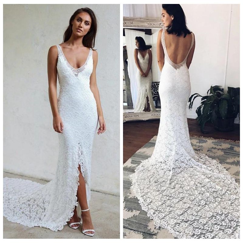 sheath wedding gown