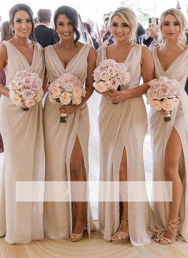 champagne colored bridesmaids dresses