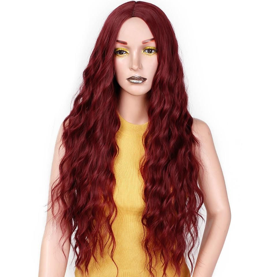 I S A Wig Synthetic Red Black Dark Brown And Ombre Blonde Hair
