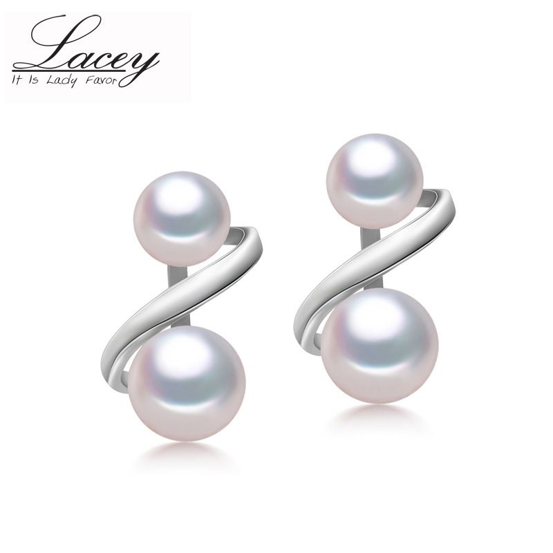 double pearl stud earrings