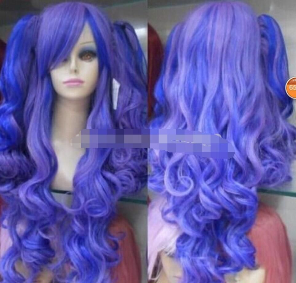 Wig Ll 003341 Cos Harajuku Blue Purple Mix Heat