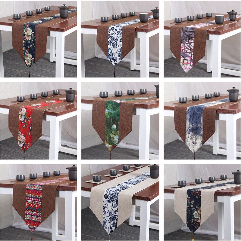 Patchwork Tassel Table Runners, Extra Long Dining Room Tablecloth