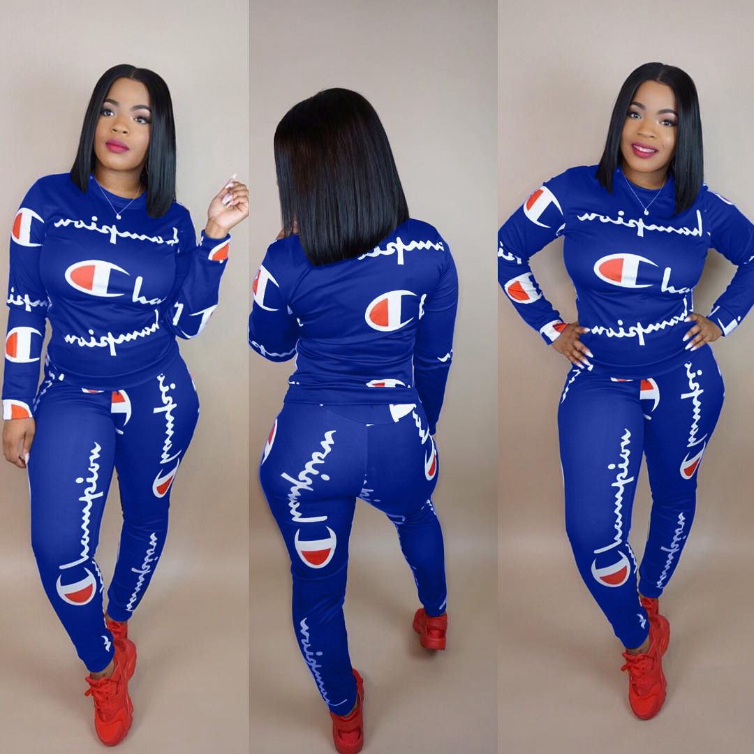 champion letter print tracksuit