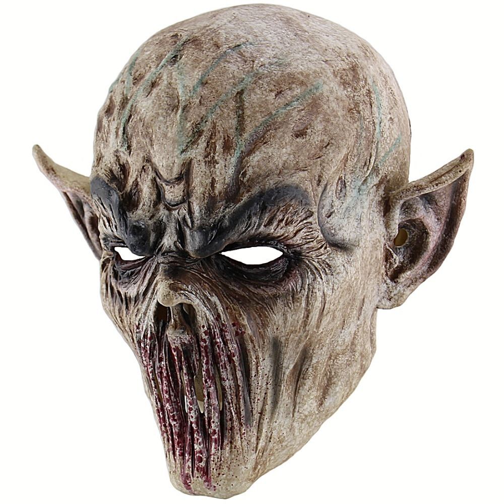 shamrock58 Halloween Latex Full Head Bloody Mask Party Scary Props Terrifying Mask Novelty Cosplay Horror Grimace Costume Party Spooky Creepy for Easter Men Women Adults Kids Boys Decoration White 