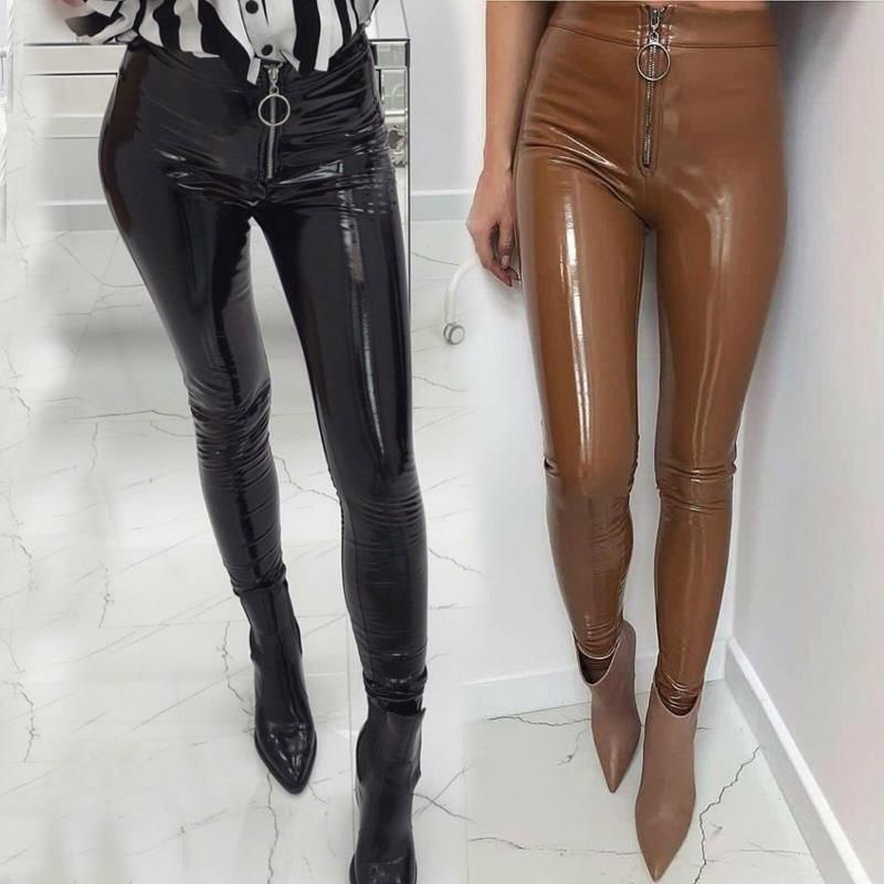 glossy leather pants