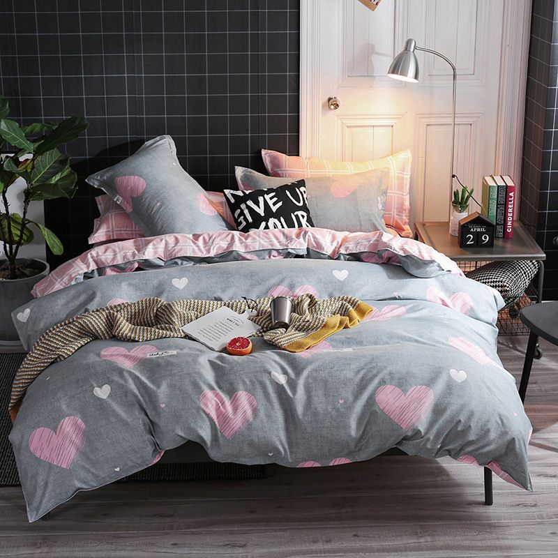 Ab Sides Pink Hearts Bedding Sets 3 100 Polyester Duvet Cover