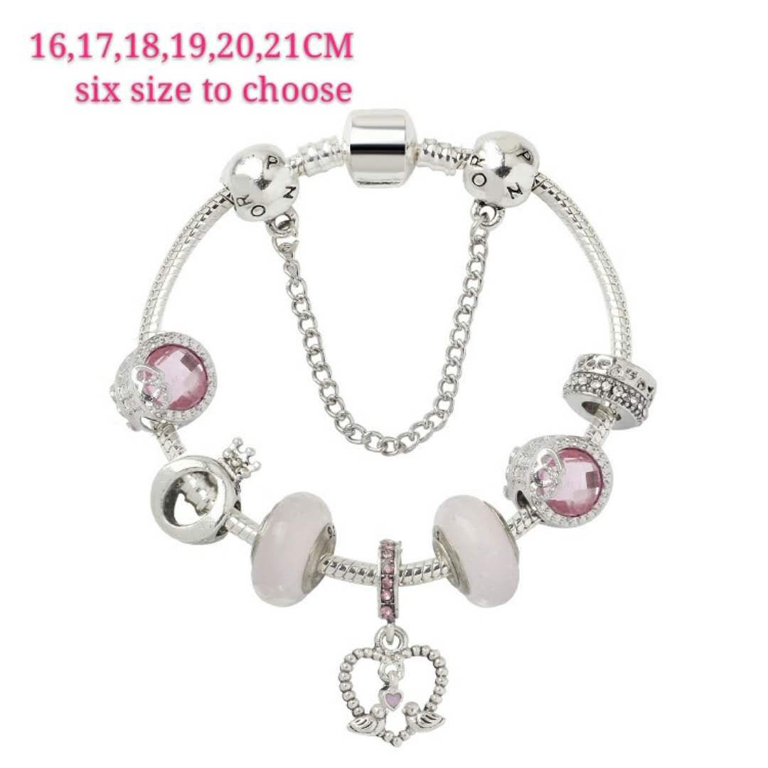 Charm Heart European Silver Beads Pendant Fit 925 Bracelet Bangle Chain Necklace