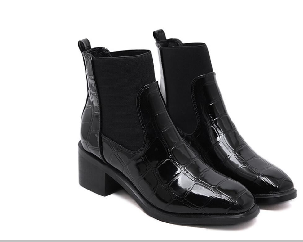 croc skin ankle boots