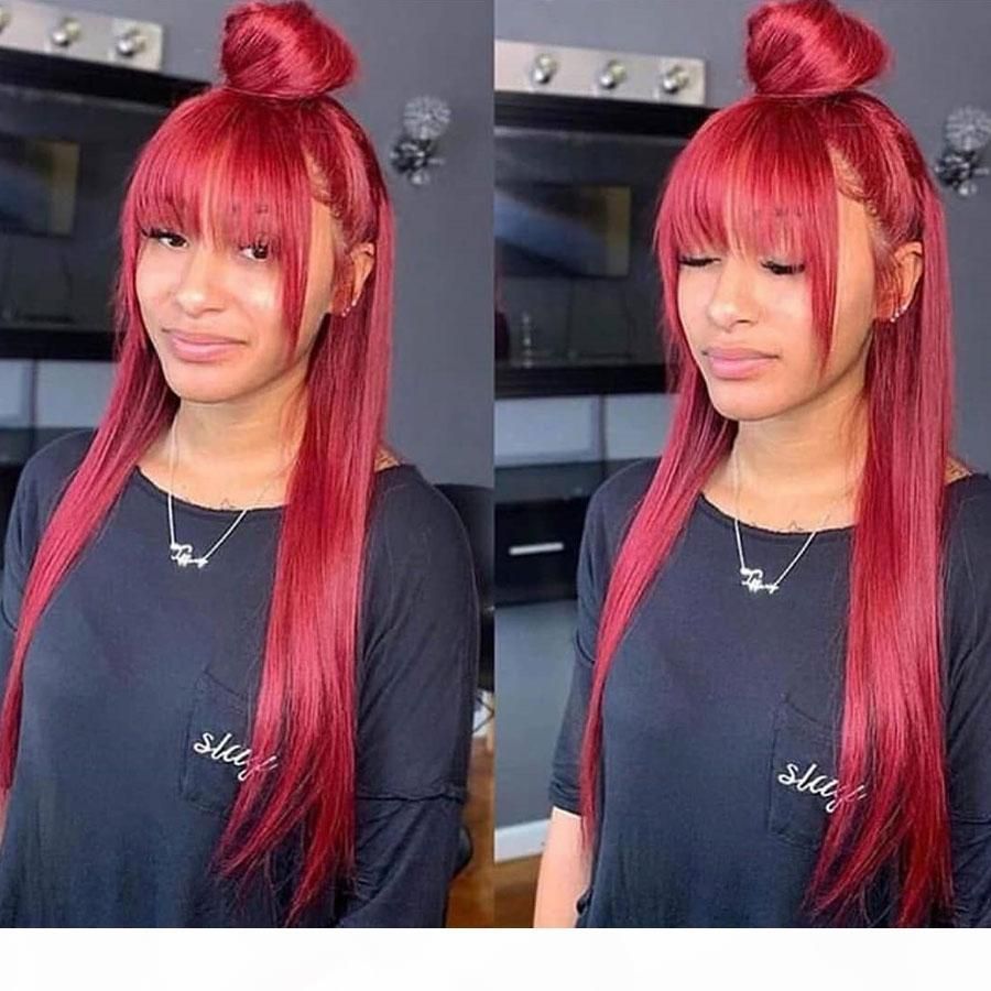 A Fringe Wigs With Bangs For Black Women Red Lace Front Simulation Human Hair Wigss Colored A Fringe Wigs With Bangs For Black Women Red Lace Front Simulation Human Hair Wigss Colored