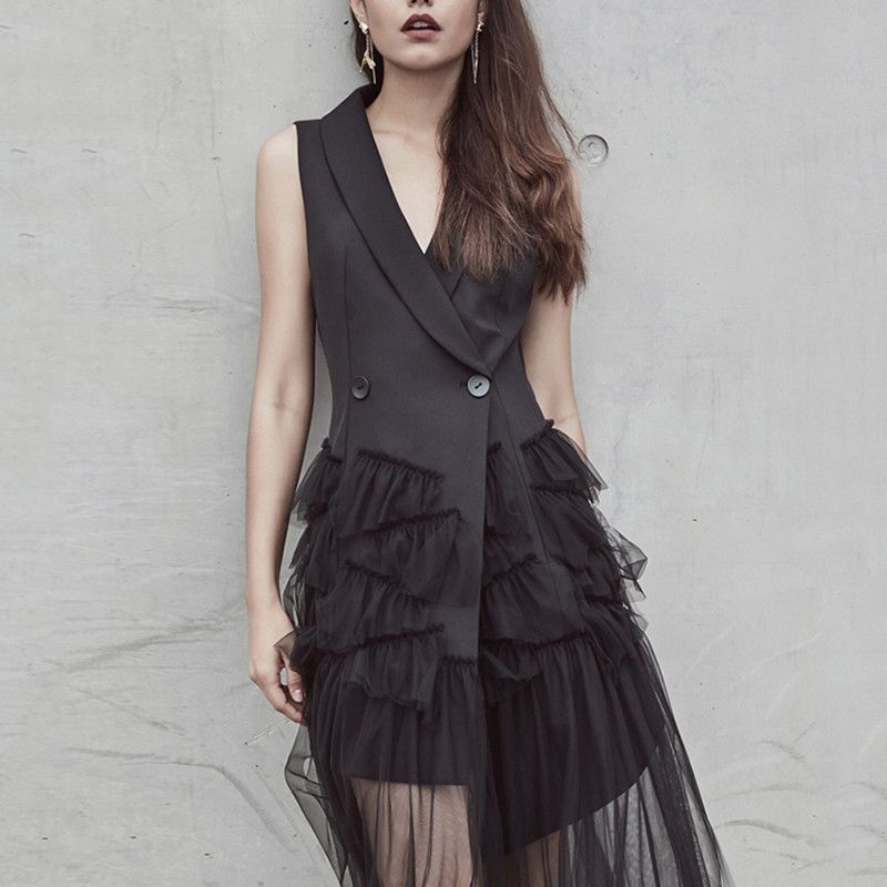 mesh blazer dress