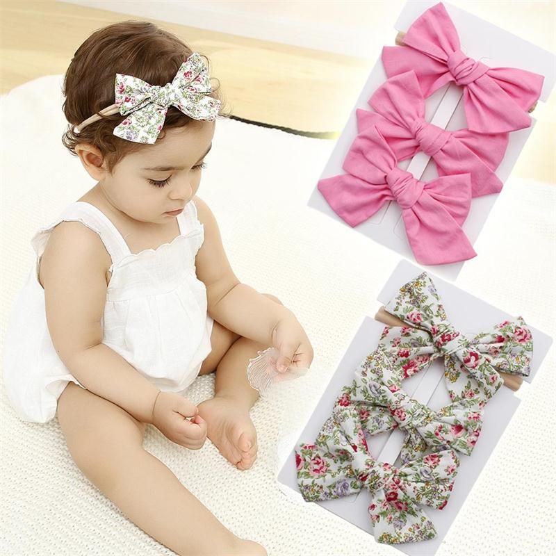 Elastic Baby Girl Flower Shape Headband Infants Elastic Jean Cloth Dot Hairband