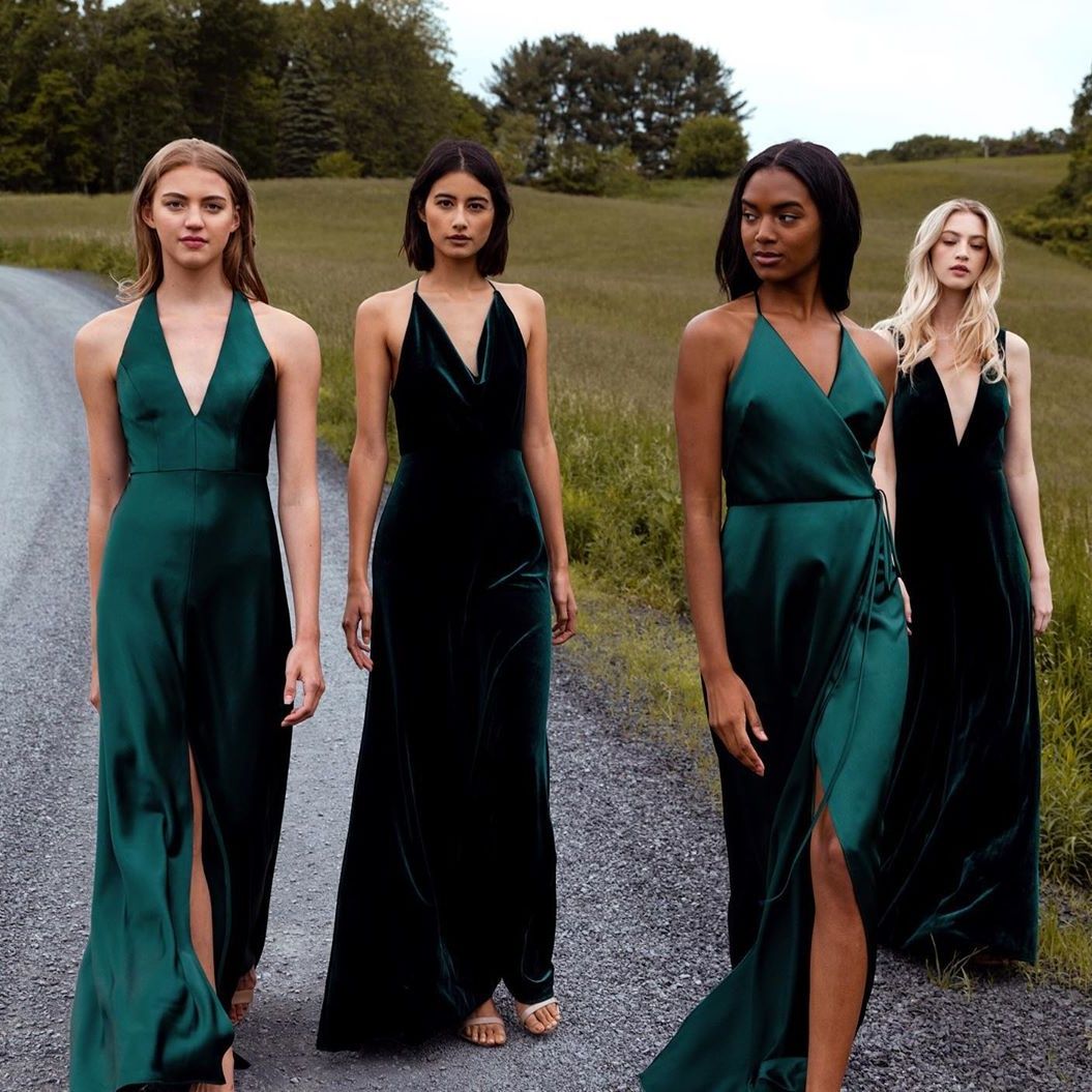 black velvet bridesmaid dresses