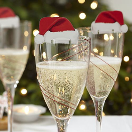 Ginger Ray Fun Christmas Glass Decorations Card Santa Hats Table