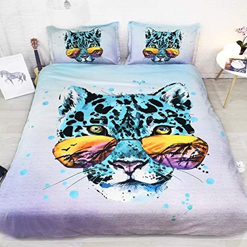 Purple Green Blue Bedding Leopard Duvet Cover Queen Full Leopard