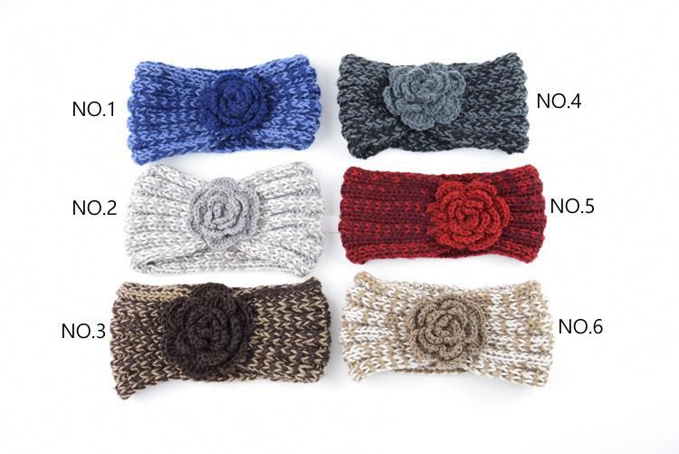 Kids Cute Headband Camellia Flower Crochet Knitting Wool Infant Winter Hair Warp