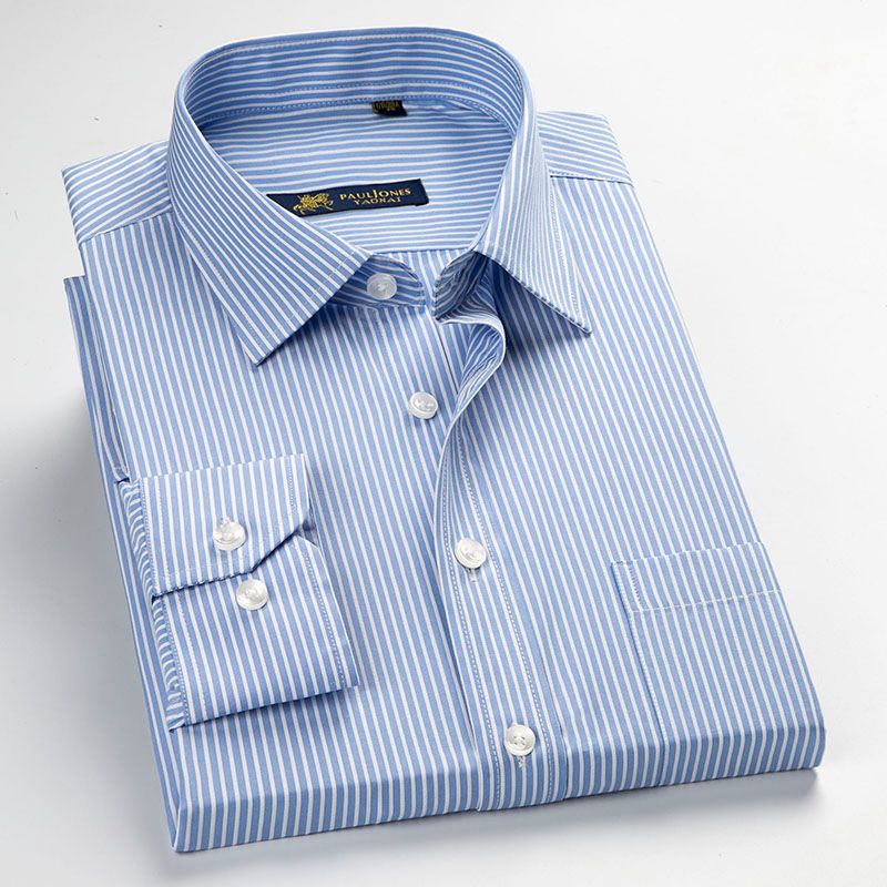 blue and white striped dress shirt mens
