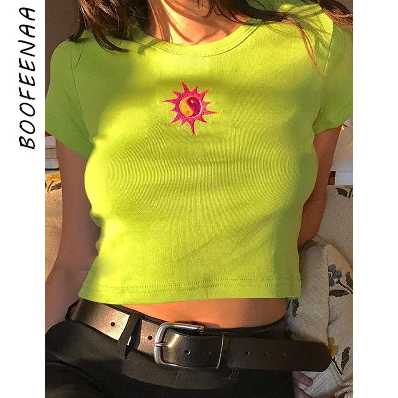 neon lime green crop top