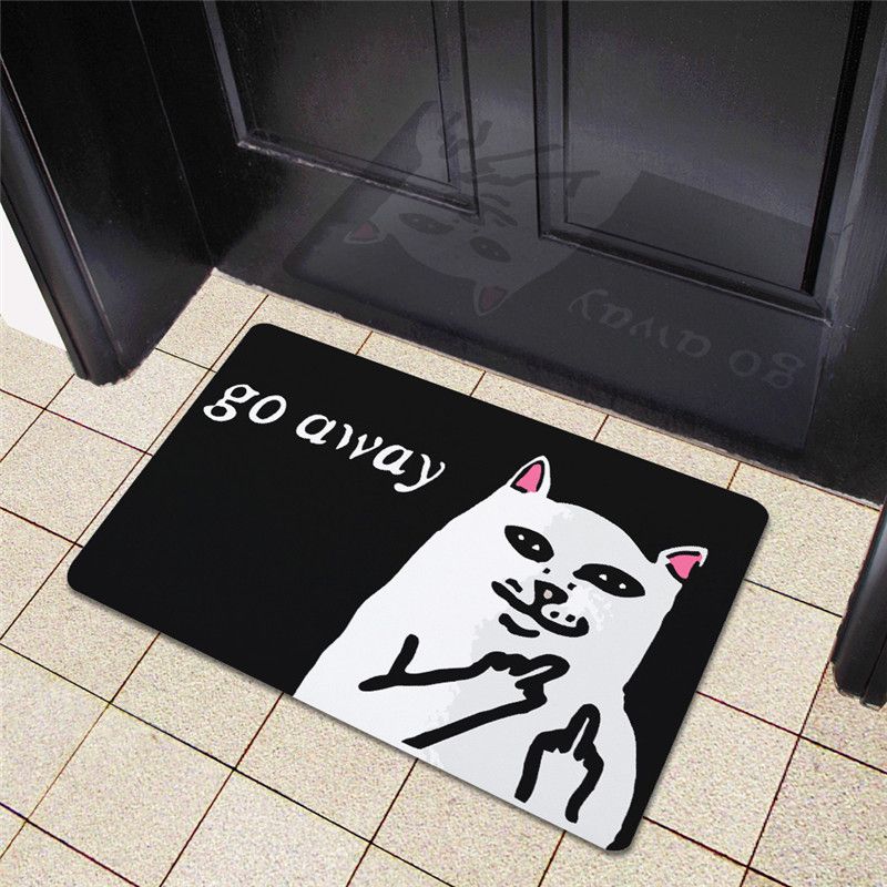Cartoon Cat Ultrathin Floor Mat Bedroom Door Pad Creative Print