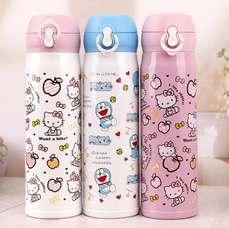 18oz Water Better Flask Kids Water Bottle Cute Animal Design-Light Weight-Safety Ring