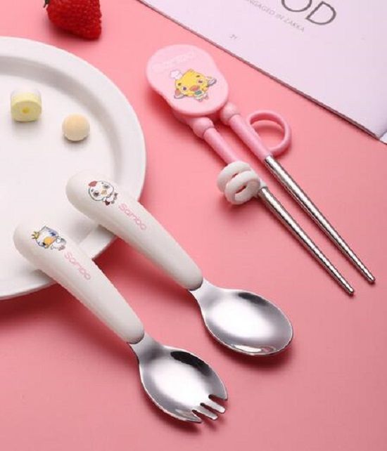 Baby Utensils Spoons Forks Sets Toddlers Eat Learning Training Tableware