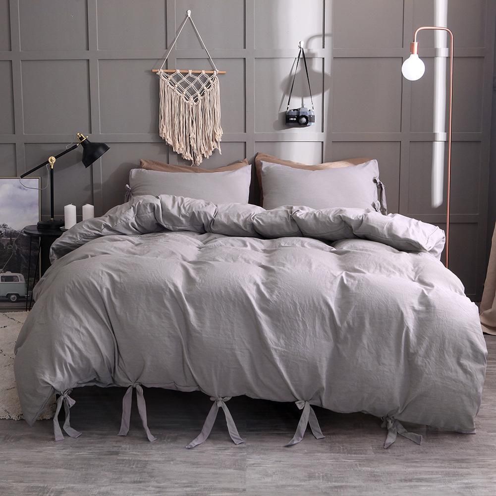 Solid Style Cotton Bedding Set Bed Set Super King Size Bed Duvet