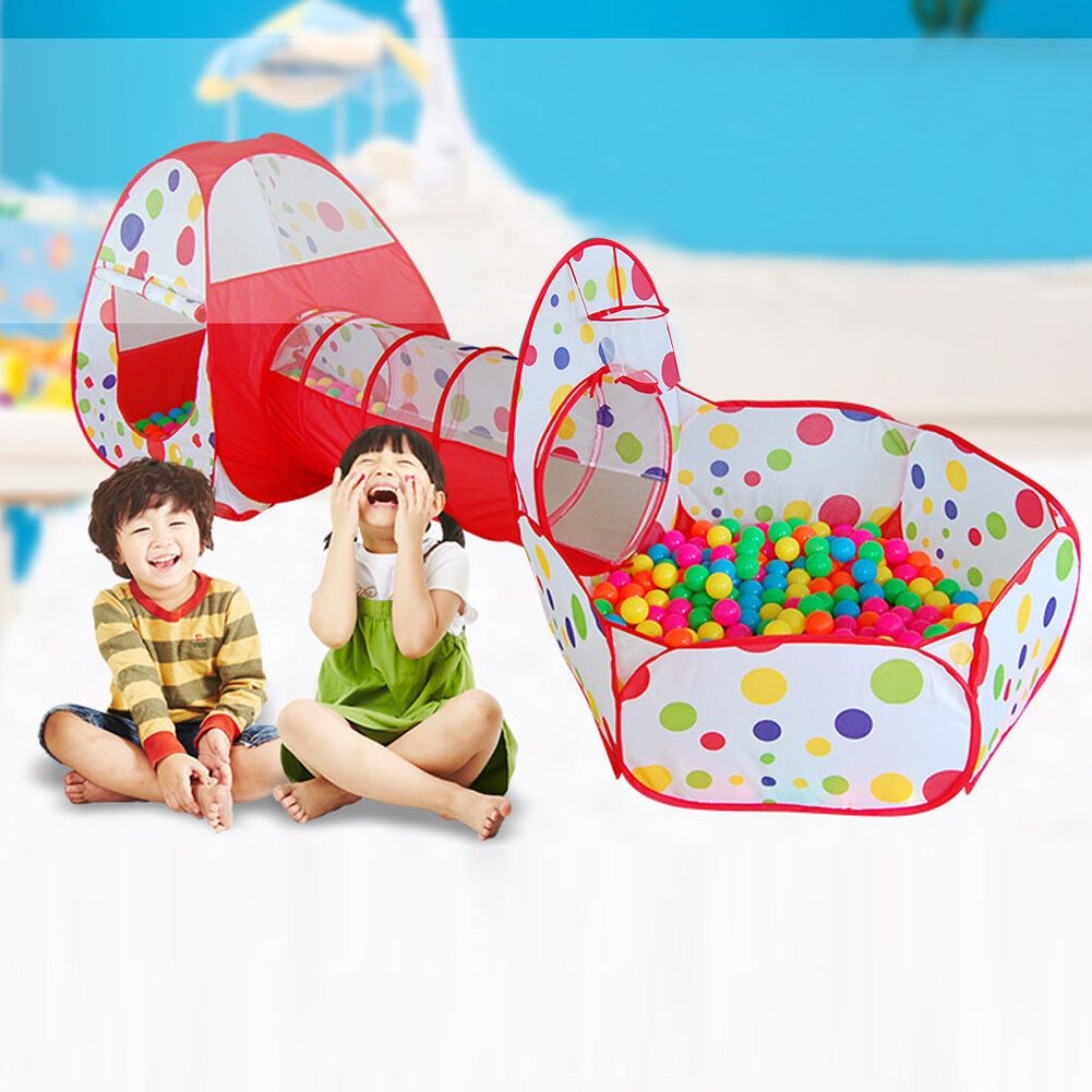 3-en-1 Kids Orange Playhouse Con Pop Up Tent Y Tunnel 3-en-1 Kids Orange Playhouse Con Pop Up Tent Y Tunnel