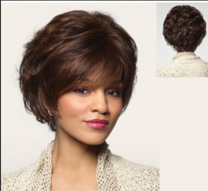 Dark Brown Short Wavy Hair Wig With Bangheat Resistant Fiber