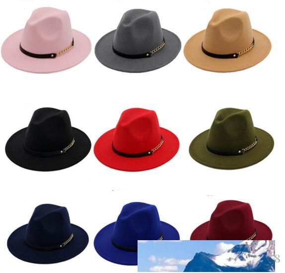 Tapa de manera sombreros para hombres, mujeres, elegante fieltro sólido de la moda del sombrero