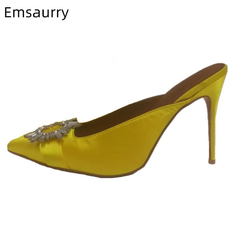 yellow satin shoes
