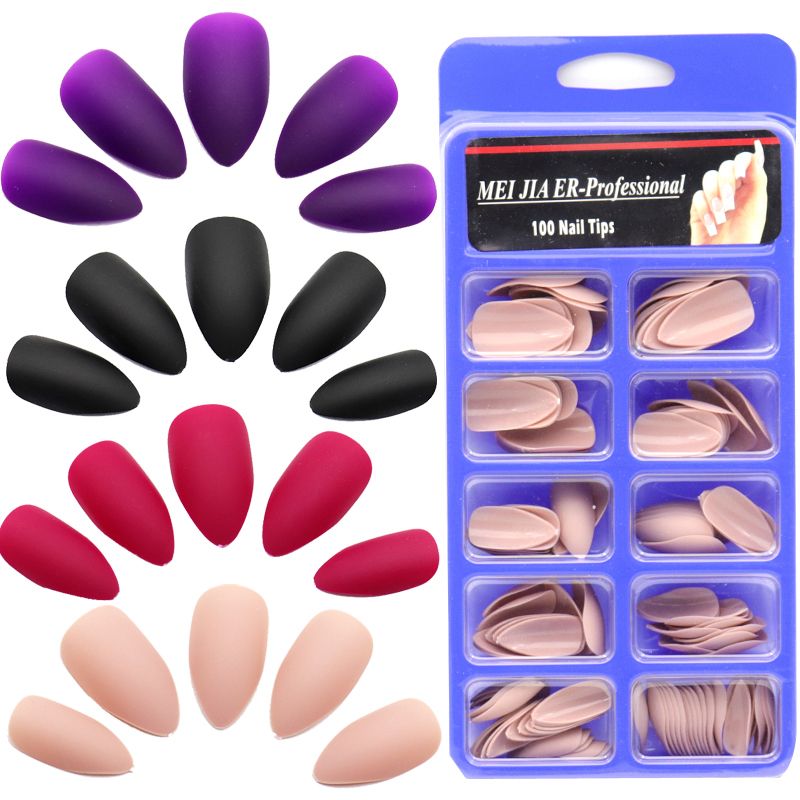 Box Fake Matte Acryl Nagel Tips Fashion Stiletto False Pointed Sharp Black Red Purple Artificial False Nails Acrylic Nail Set Fake Nails Designs From Jerry02 2 16 Dhgate Com