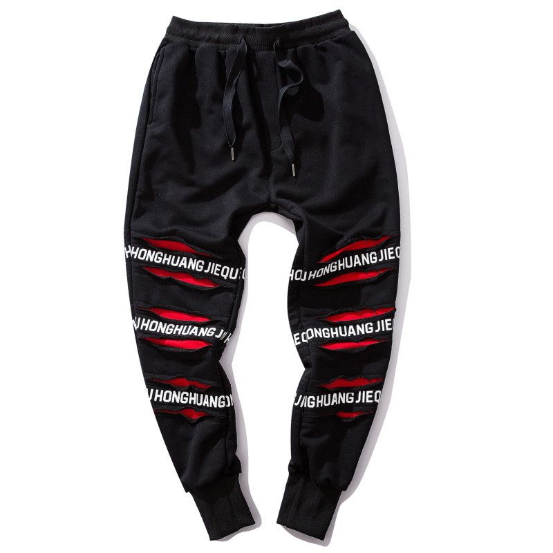 Compra Pantalones De Chándal Para Hombre Diseñador De Agujero Roto Creativo  Custom Letter Ribbon Mens Fashion Casual Pants Barato | Entrega Rápida Y  Calidad | Es.Dhgate
