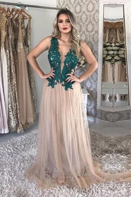 Compra Vestidos De Cóctel Una Línea De Cuello V Tul Nueva Prom Vestidos  Largos De Elie Saab Elegante Del Partido Del Vestido De Noche Cuentas  Apliques De Encaje Vestidos Barato | Entrega