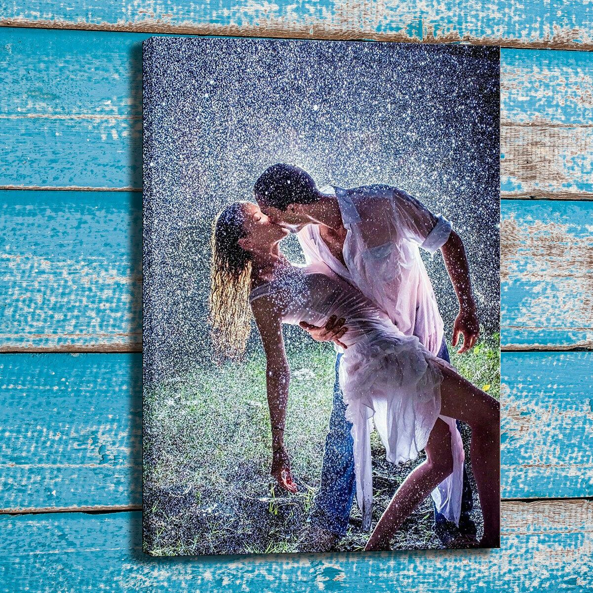 Bailando bajo la lluvia Arte Lienzo HD Pintura de la pintura Pareja beso  Decoración Imagen enmarcada Arte - Listo para colgar - Personalización de  soporte