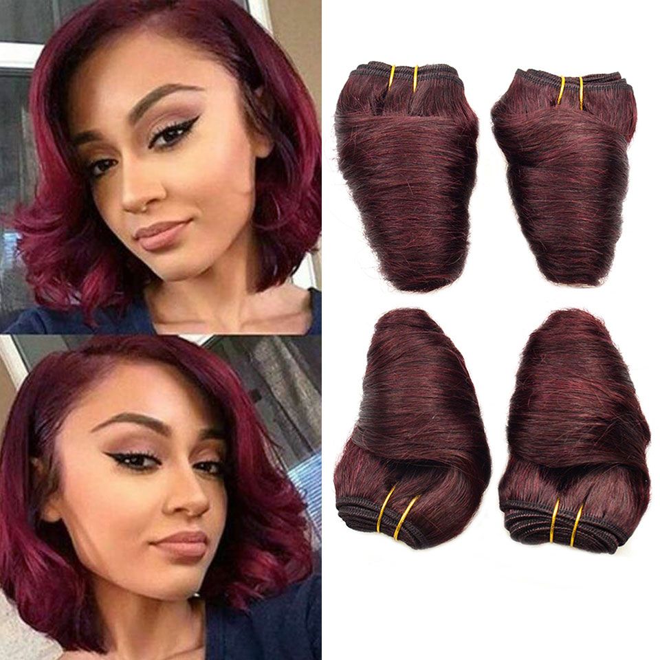 8 Inch Burgundy Wave Bob Hairstyles Loose Deep Wave Hair A Malaysian Human Hair Products Spring Curly Hair Weft Virgin Remy Hair Weave Wholesale Remy