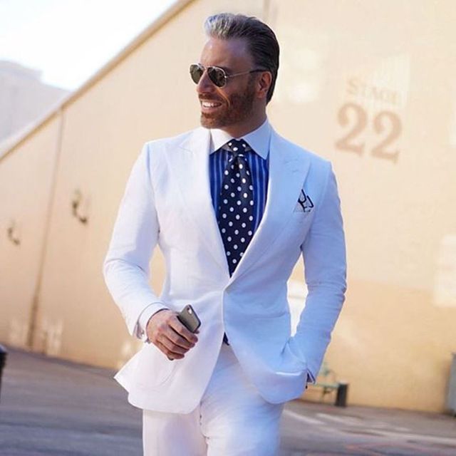 White prom suits 2019 Clearance
