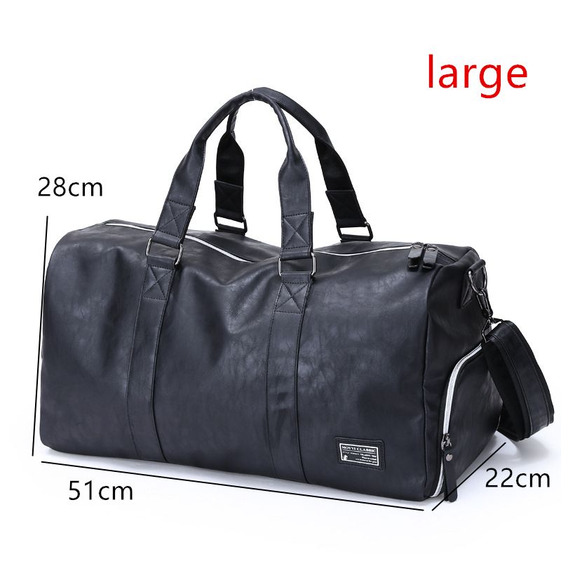 Black Mioy Vintage Waterproof Travel Tote Luggage Bag leather Large Capacity Mens Weekender Duffel Bag