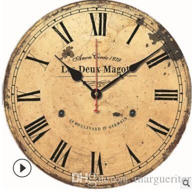 European Vintage Digital Wall Clock Round Wood Retro Wall Clocks Living Room Bedroom Decorative Clock 14 Inch 34cm 10 Styles Clock Kitchen Wall Clock Large From Offworld 29 32 Dhgate Com