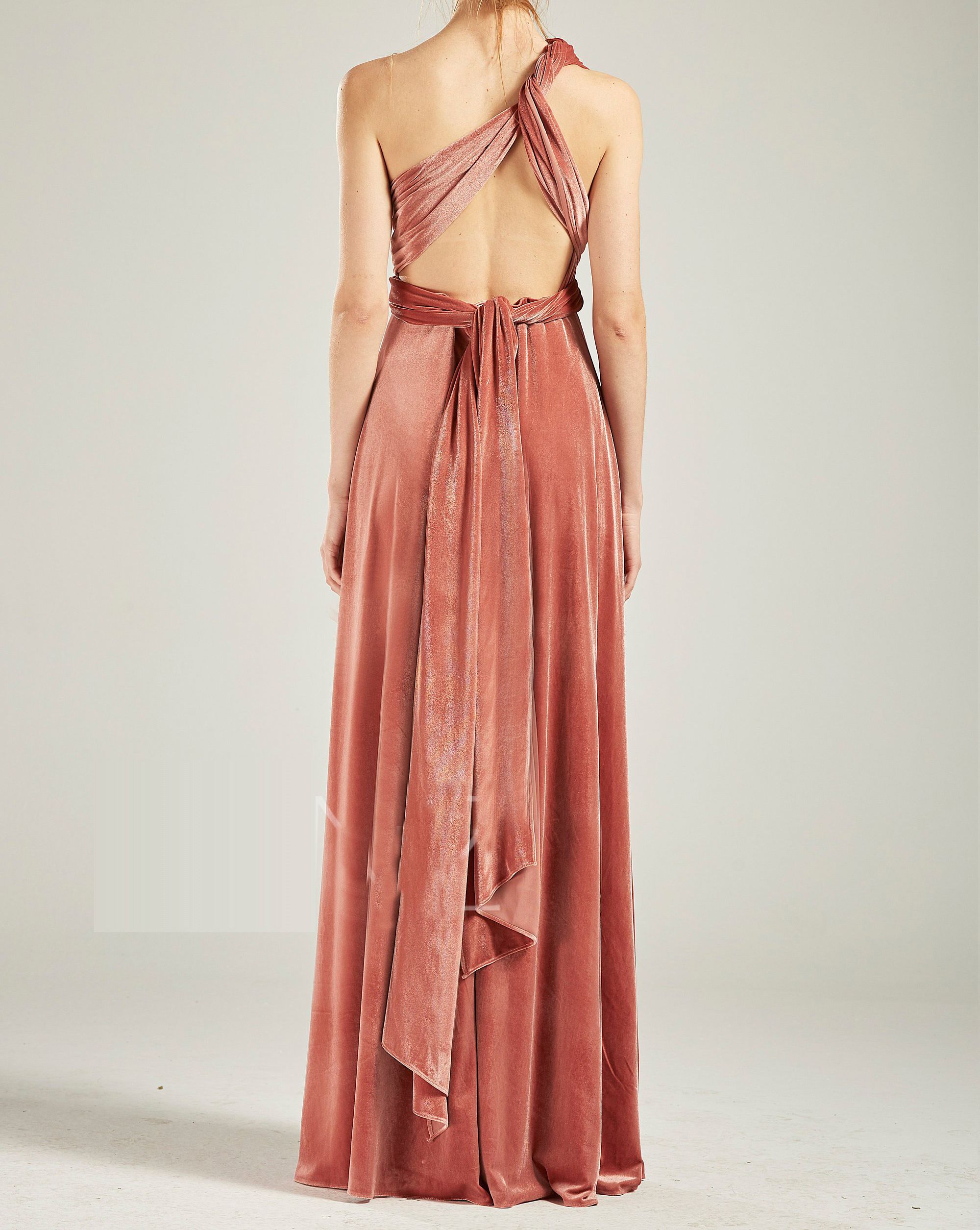 Velvet Infinity Bridesmaid Dress Criss Cross Straps Maxi Dress