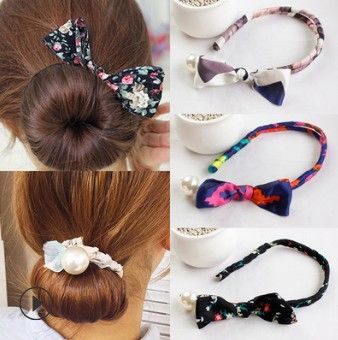 Multi Variable Style Pearl Bowknot Fabric Hair Donut Magic Bud