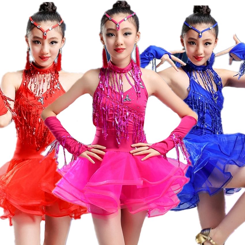 Lentejuelas de baile latino Tutu Trajes de Ropa para bailar Salsa Salón de