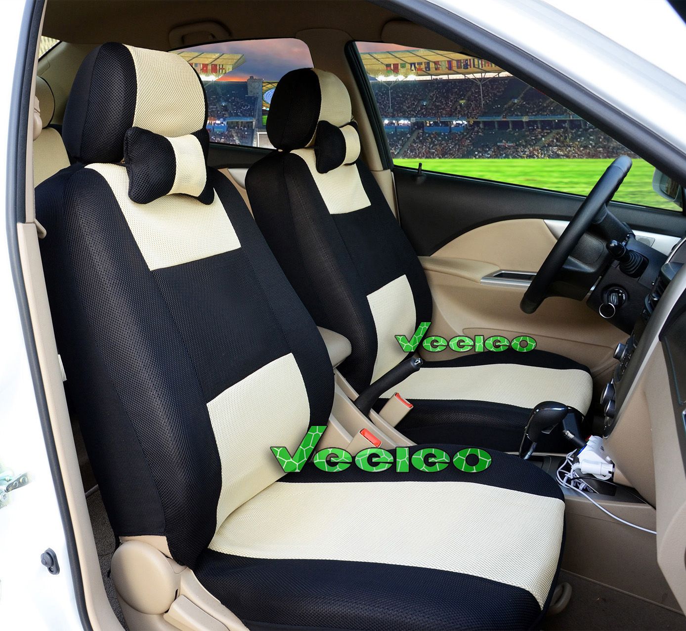 Black Oem Fabric Full Set Split Rear Seat Covers For Renault Clio Megane laguna 