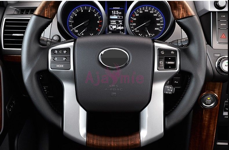 2019 For Toyota Land Cruiser 150 Prado Lc150 Fj150 2010 2017 Interior Steering Wheel Cover Trim Panel Chrome Car Styling Accessories From