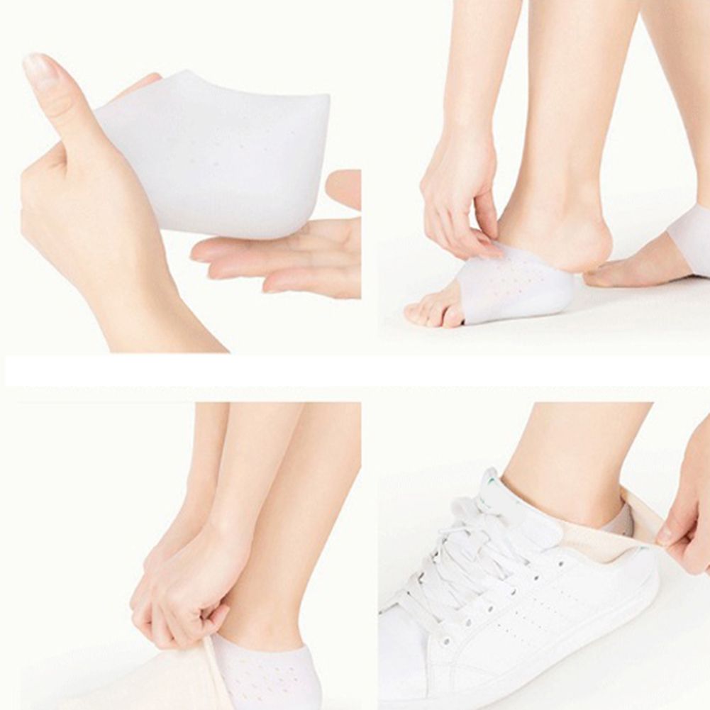 Yusea Plantillas de aumento de silicona invisible Calcetín Altura Levantamiento pies suaves Cojín interior Alzamiento Pad Mujeres Hombres Talón Almohadillas Calcetines