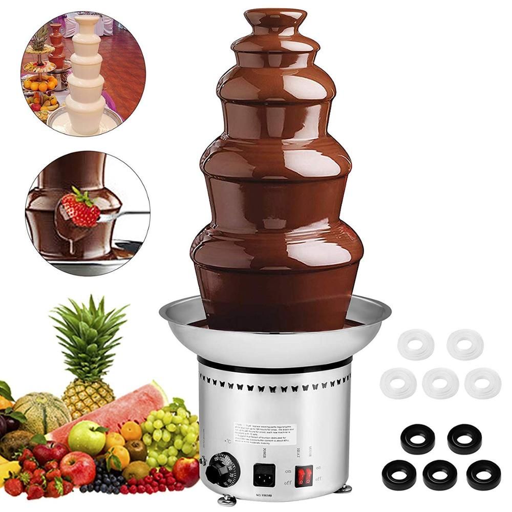 2021 5 Tier Chocolate Fountain Commercial 68CM Chocolate Fountain Stainless Steel Chocolate