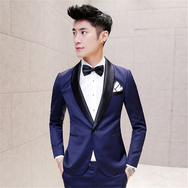 Trajes de boda azul oscuro para hombre de smoking traje novio fumar chaquetas para