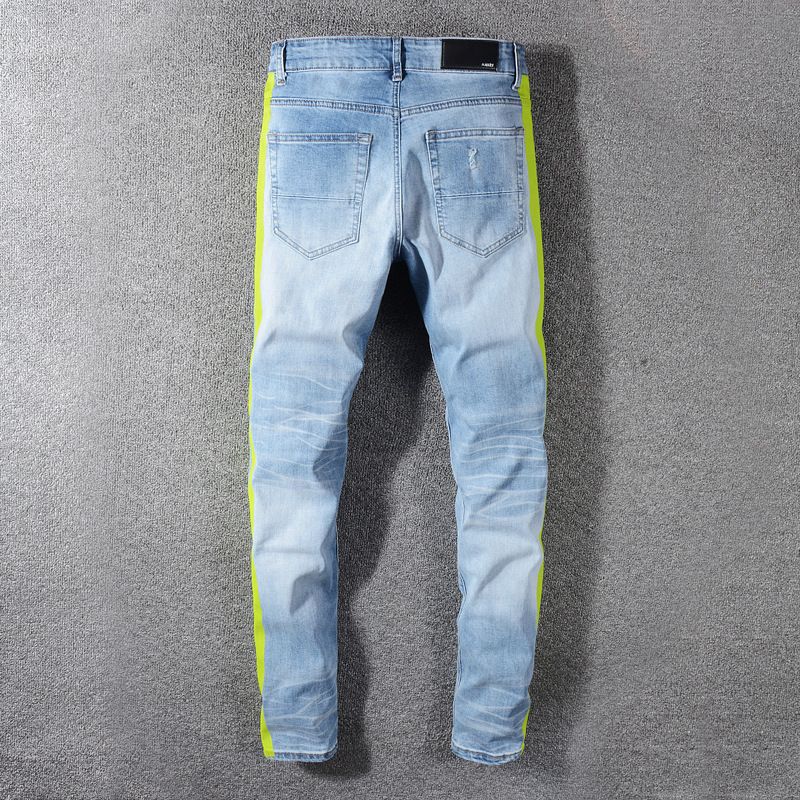 amiri jeans green stripe