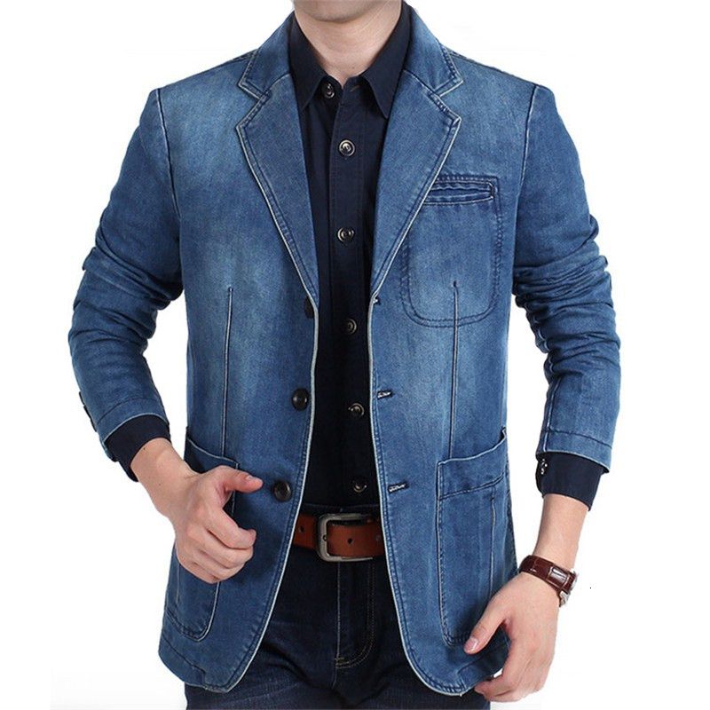 el tamaño M-4XL 2019 Algodón Otoño Invierno Jeans Blazer Hombres de algodón