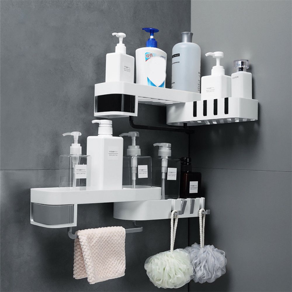 Bathroom Shelf Shower Corner Wall Mount Shampoo Storage Holder with Suction  Cup No Drilling Kitchen Storage Bathroom Accessories